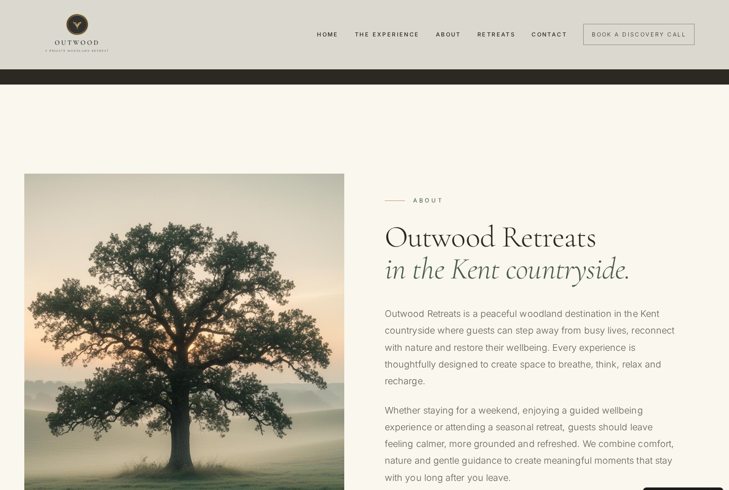 Outwood Retreats about section with a solitary tree in the Kent countryside